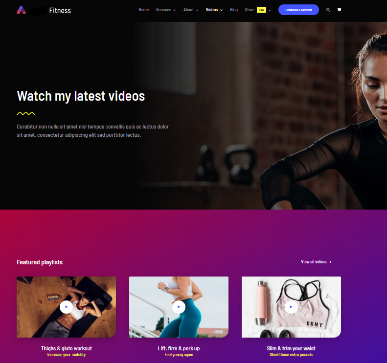 Site web salle de sport